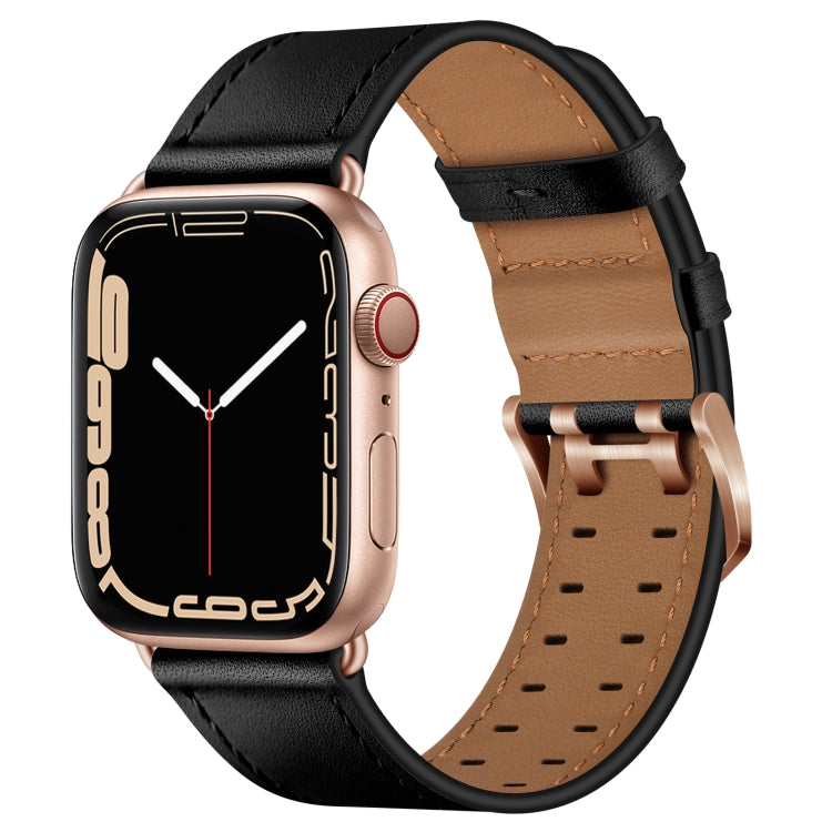 Bracelet de montre en cuir à double boucle pour la série Apple Watch, 7 41mm / 6&SE&5&4 40mm / 3&2&1 38mm, 7 45mm / 6&SE&5&4 44mm / 3&2&1 42mm