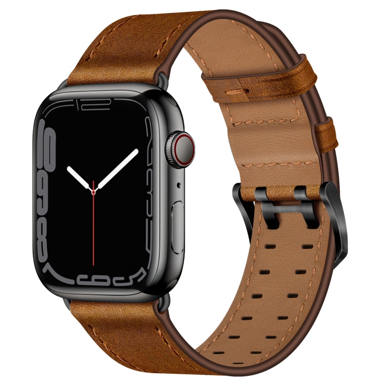 Bracelet de montre en cuir à double boucle pour la série Apple Watch, 7 41mm / 6&SE&5&4 40mm / 3&2&1 38mm, 7 45mm / 6&SE&5&4 44mm / 3&2&1 42mm
