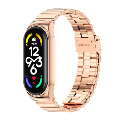 MIJOBS CS Bracelet de montre en acier inoxydable avec boucle en bambou, For Xiaomi Mi Band 7 / 7 NFC
