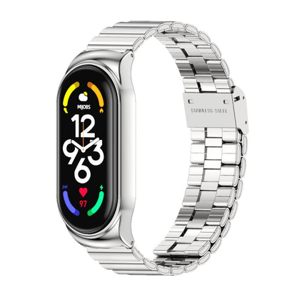 MIJOBS CS Bracelet de montre en acier inoxydable avec boucle en bambou, For Xiaomi Mi Band 7 / 7 NFC