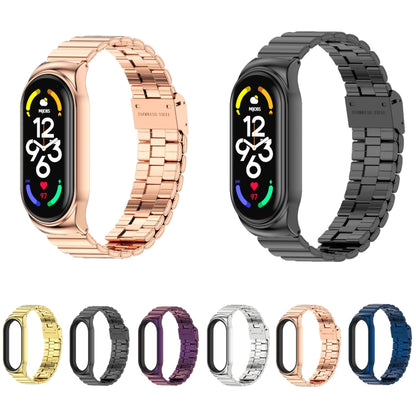 MIJOBS CS Bracelet de montre en acier inoxydable avec boucle en bambou, For Xiaomi Mi Band 7 / 7 NFC