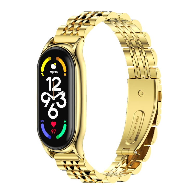MIJOBS Plus Bracelet de montre en acier inoxydable à sept perles, For Xiaomi Mi Band 7 / 7 NFC