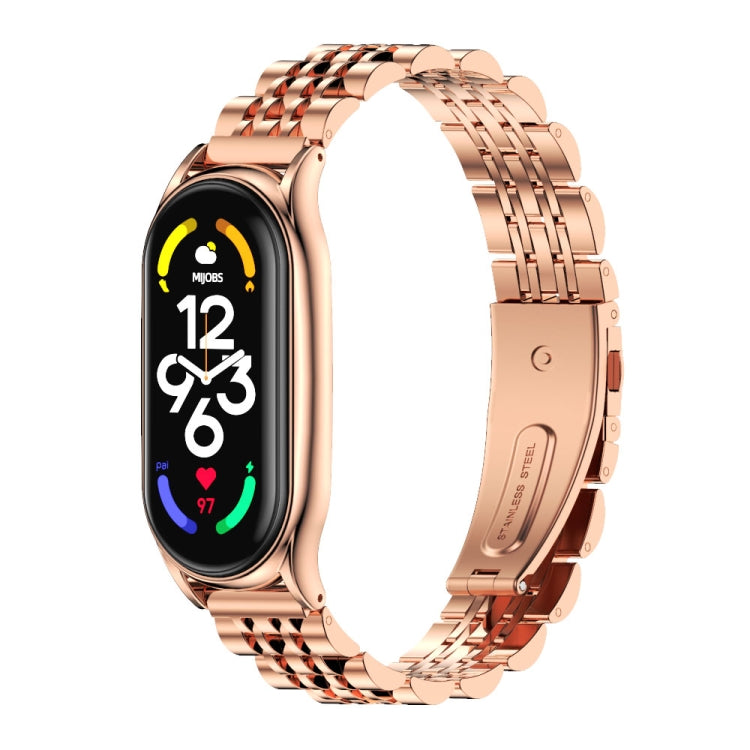 MIJOBS Plus Bracelet de montre en acier inoxydable à sept perles, For Xiaomi Mi Band 7 / 7 NFC