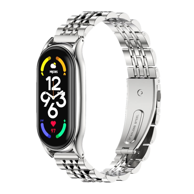 MIJOBS Plus Bracelet de montre en acier inoxydable à sept perles, For Xiaomi Mi Band 7 / 7 NFC