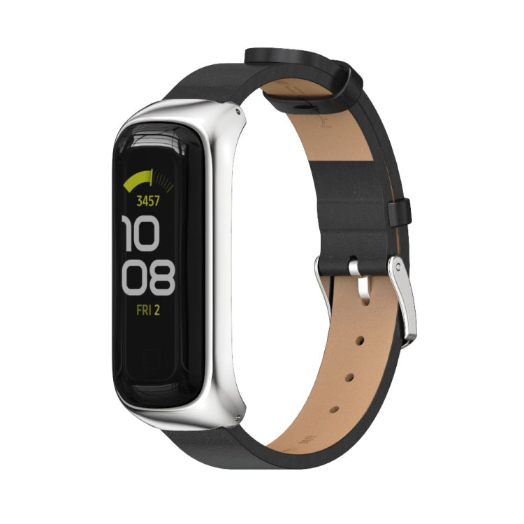Bracelet de montre en cuir microfibre avec boîtier en métal MIJOBS, For Samsung Galaxy Fit 2