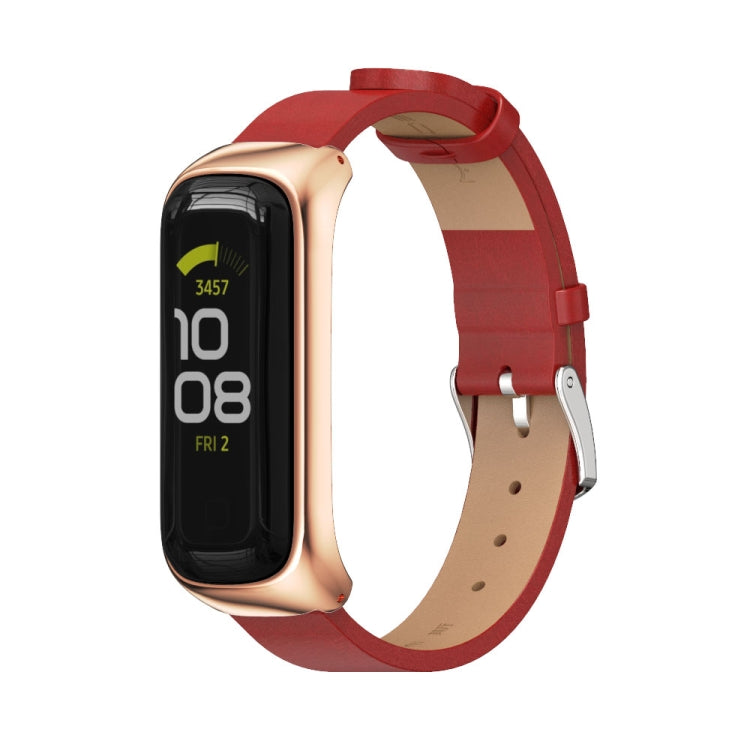Bracelet de montre en cuir microfibre avec boîtier en métal MIJOBS, For Samsung Galaxy Fit 2