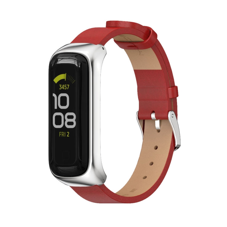 Bracelet de montre en cuir microfibre avec boîtier en métal MIJOBS, For Samsung Galaxy Fit 2