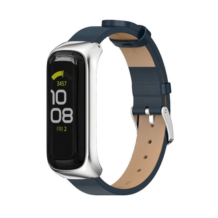 Bracelet de montre en cuir microfibre avec boîtier en métal MIJOBS, For Samsung Galaxy Fit 2