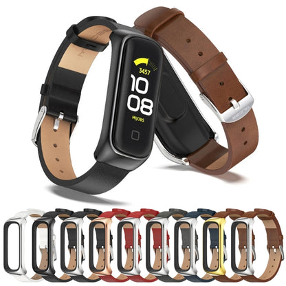 Bracelet de montre en cuir microfibre avec boîtier en métal MIJOBS, For Samsung Galaxy Fit 2