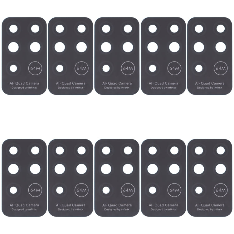 Lentille de caméra arrière 10 pièces, For Infinix Hot 10 Play, For Infinix Hot 10s/Hot 10T, For Infinix Hot 10i/Smart 5 Pro, For Infinix Note 8, For Infinix Note 10, For Infinix Hot 11s, For Infinix Hot 11 Play, For Infinix Zero X/Zero X Pro           ...