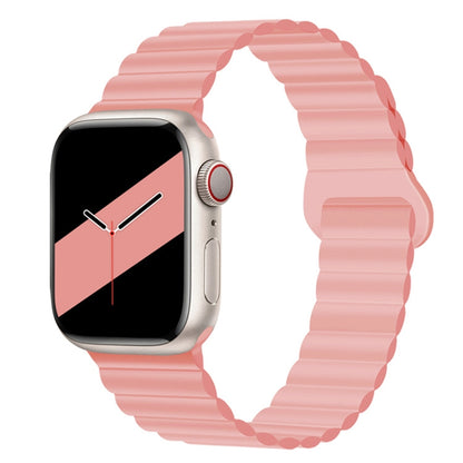 Bracelet de montre en silicone magnétique à boucle inversée pour la série Apple Watch, 7 45mm / 6&SE&5&4 44mm / 3&2&1 42mm, 7 41mm / 6&SE&5&4 40mm / 3&2&1 38mm