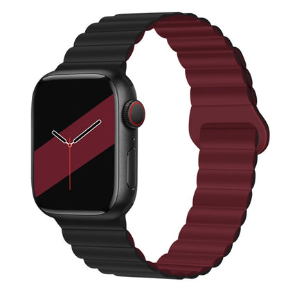 Bracelet de montre en silicone magnétique à boucle inversée pour la série Apple Watch, 7 45mm / 6&SE&5&4 44mm / 3&2&1 42mm, 7 41mm / 6&SE&5&4 40mm / 3&2&1 38mm