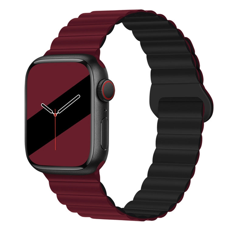 Bracelet de montre en silicone magnétique à boucle inversée pour la série Apple Watch, 7 45mm / 6&SE&5&4 44mm / 3&2&1 42mm, 7 41mm / 6&SE&5&4 40mm / 3&2&1 38mm