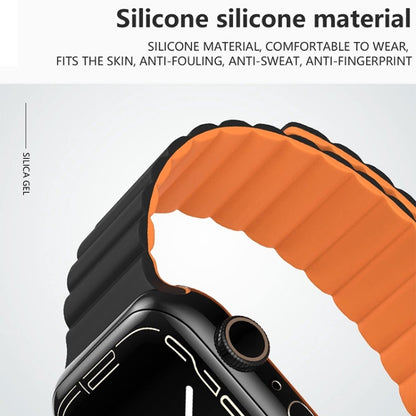 Bracelet de montre en silicone magnétique à boucle inversée pour la série Apple Watch, 7 45mm / 6&SE&5&4 44mm / 3&2&1 42mm, 7 41mm / 6&SE&5&4 40mm / 3&2&1 38mm