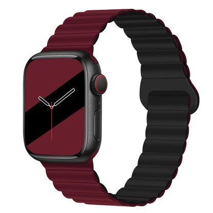 Bracelet de montre en silicone magnétique à boucle inversée pour la série Apple Watch, 7 45mm / 6&SE&5&4 44mm / 3&2&1 42mm, 7 41mm / 6&SE&5&4 40mm / 3&2&1 38mm