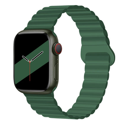 Bracelet de montre en silicone magnétique à boucle inversée pour la série Apple Watch, 7 45mm / 6&SE&5&4 44mm / 3&2&1 42mm, 7 41mm / 6&SE&5&4 40mm / 3&2&1 38mm