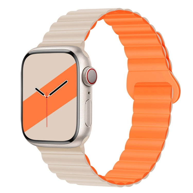 Bracelet de montre en silicone magnétique à boucle inversée pour la série Apple Watch, 7 45mm / 6&SE&5&4 44mm / 3&2&1 42mm, 7 41mm / 6&SE&5&4 40mm / 3&2&1 38mm