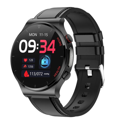 E300 Bracelet de montre en cuir avec écran de 1,32 pouces La montre de santé intelligente prend en charge la surveillance de la température corporelle, la surveillance de la pression artérielle par ECG
