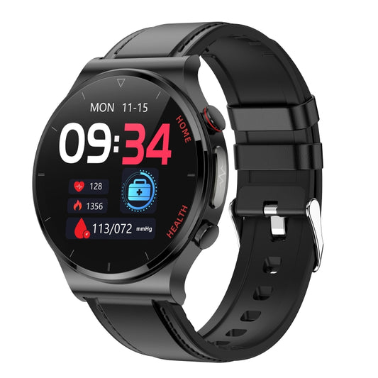 E300 Bracelet de montre en cuir avec écran de 1,32 pouces La montre de santé intelligente prend en charge la surveillance de la température corporelle, la surveillance de la pression artérielle par ECG