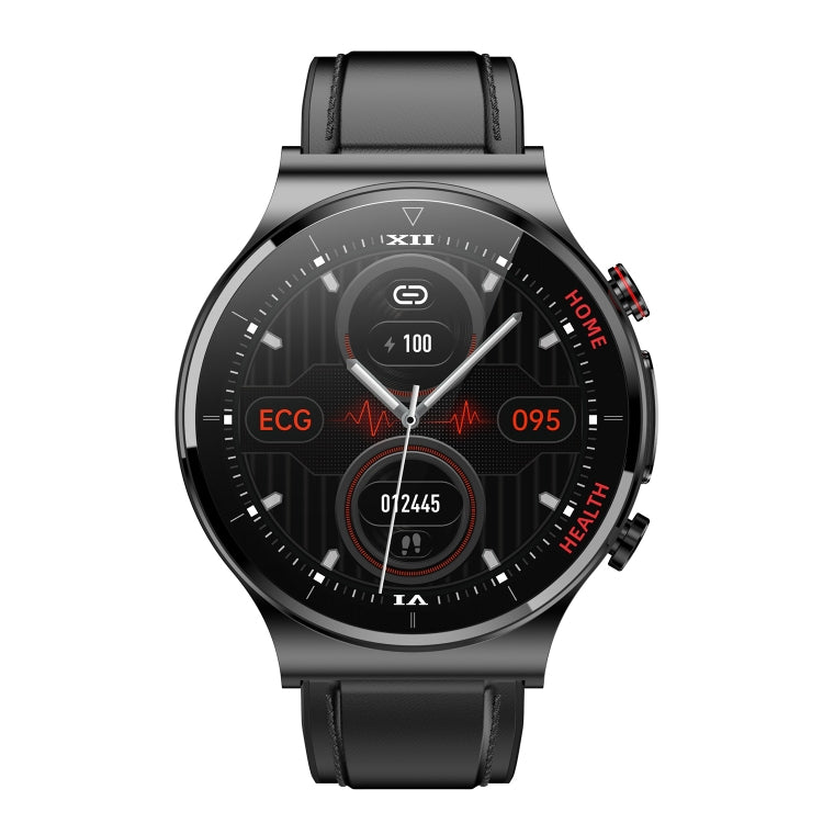 E300 Bracelet de montre en cuir avec écran de 1,32 pouces La montre de santé intelligente prend en charge la surveillance de la température corporelle, la surveillance de la pression artérielle par ECG