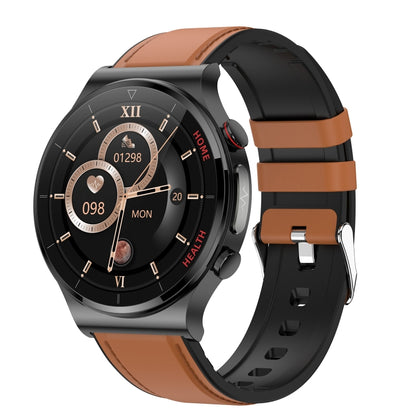 E300 Bracelet de montre en cuir avec écran de 1,32 pouces La montre de santé intelligente prend en charge la surveillance de la température corporelle, la surveillance de la pression artérielle par ECG