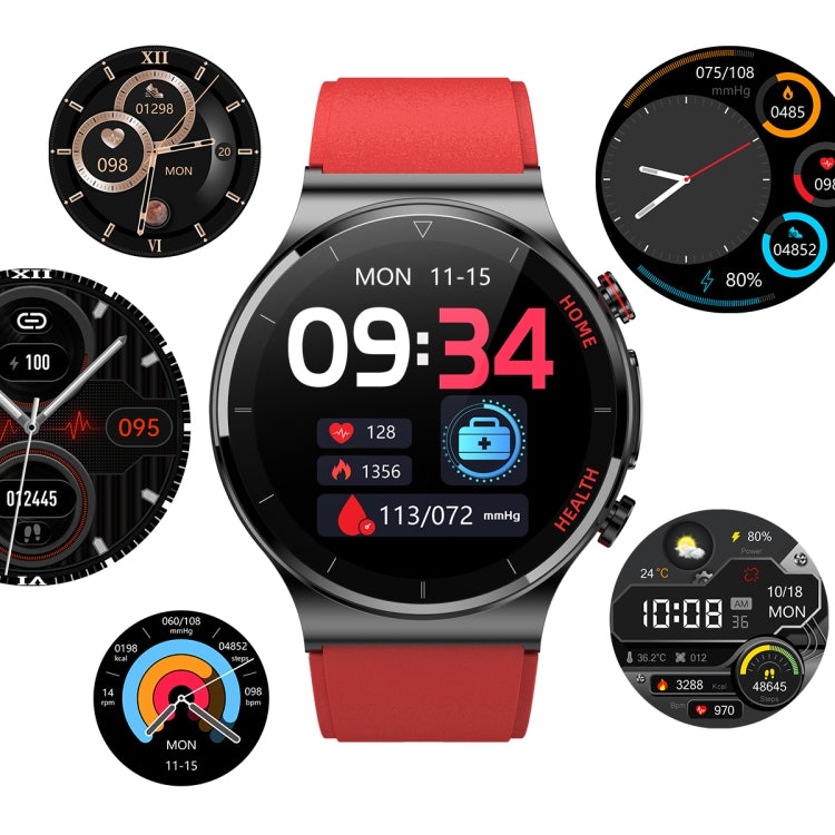E300 Bracelet de montre en cuir avec écran de 1,32 pouces La montre de santé intelligente prend en charge la surveillance de la température corporelle, la surveillance de la pression artérielle par ECG