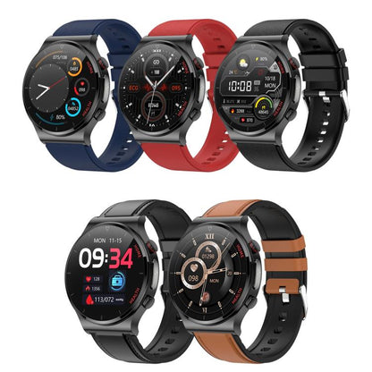 E300 Bracelet de montre en cuir avec écran de 1,32 pouces La montre de santé intelligente prend en charge la surveillance de la température corporelle, la surveillance de la pression artérielle par ECG