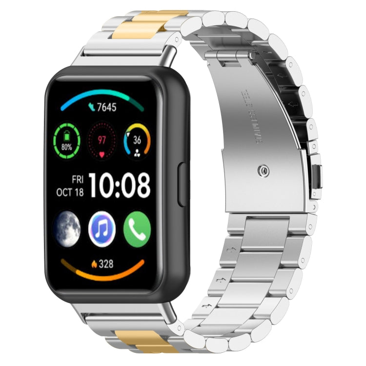 Pour Huawei Watch Fit 2 Bracelet de montre en acier inoxydable à trois perles en métal