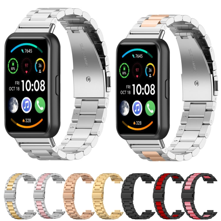Pour Huawei Watch Fit 2 Bracelet de montre en acier inoxydable à trois perles en métal