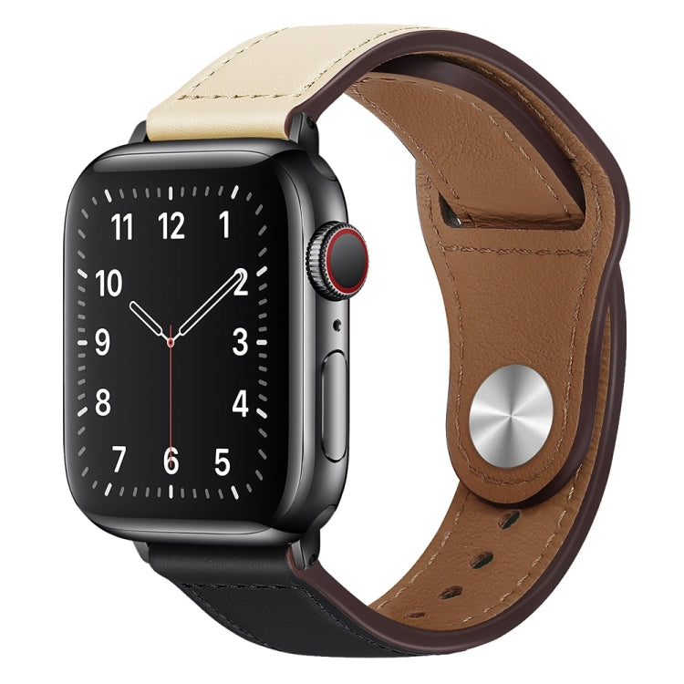 Bracelet de montre à boucle noire en cuir PU pour Apple Watch Series, 7 45mm / 6&SE&5&4 44mm / 3&2&1 42mm, 7 41mm / 6&SE&5&4 40mm / 3&2&1 38mm