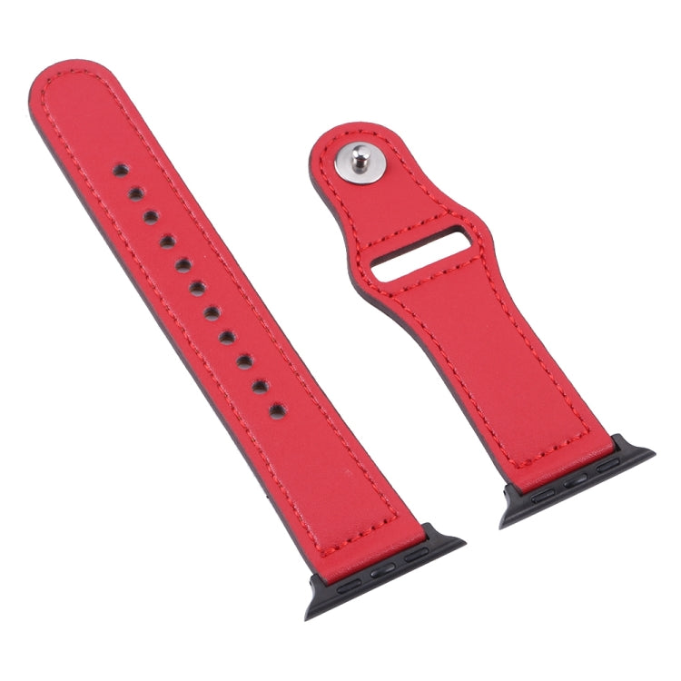 Bracelet de montre à boucle noire en cuir PU pour Apple Watch Series, 7 45mm / 6&SE&5&4 44mm / 3&2&1 42mm, 7 41mm / 6&SE&5&4 40mm / 3&2&1 38mm