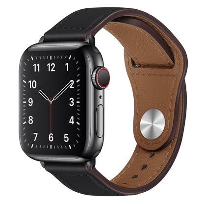 Bracelet de montre à boucle noire en cuir PU pour Apple Watch Series, 7 45mm / 6&SE&5&4 44mm / 3&2&1 42mm, 7 41mm / 6&SE&5&4 40mm / 3&2&1 38mm