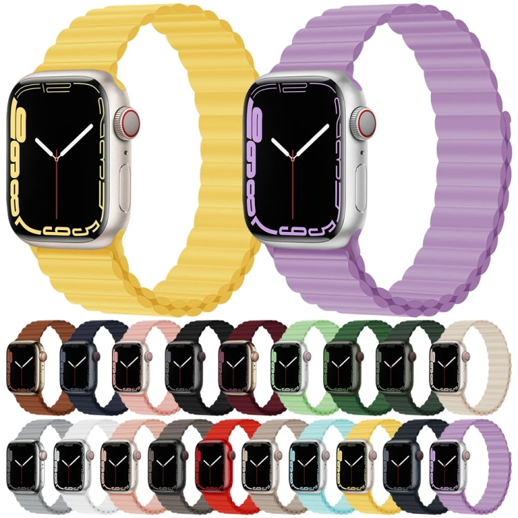 Bracelet de montre magnétique en silicone pour la série Apple Watch, 7 45mm / 6&SE&5&4 44mm / 3&2&1 42mm, 7 41mm / 6&SE&5&4 40mm / 3&2&1 38mm