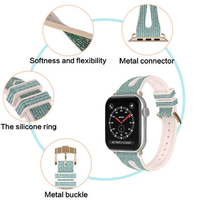 Bracelet de montre à paillettes minces pour la série Apple Watch, 7 45mm / 6&SE&5&4 44mm / 3&2&1 42mm, 7 41mm / 6&SE&5&4 40mm / 3&2&1 38mm