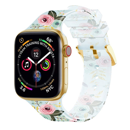 Bracelet de montre transparent à boucle carrée pour la série Apple Watch, 7 45mm / 6&SE&5&4 44mm / 3&2&1 42mm, 7 41mm / 6&SE&5&4 40mm / 3&2&1 38mm