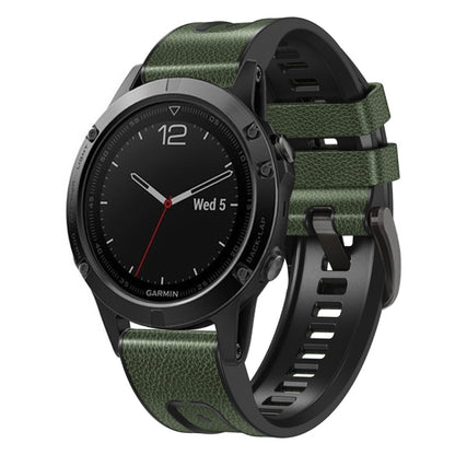 Pour Garmin Fenix 7X Silicone + bracelet de montre en cuir à dégagement rapide