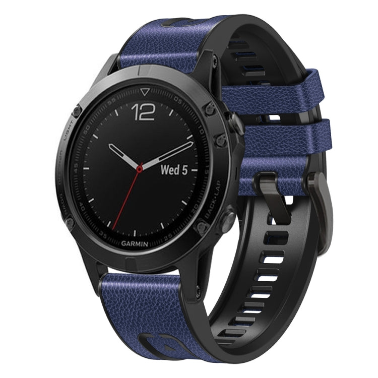 Pour Garmin Fenix 7X Silicone + bracelet de montre en cuir à dégagement rapide