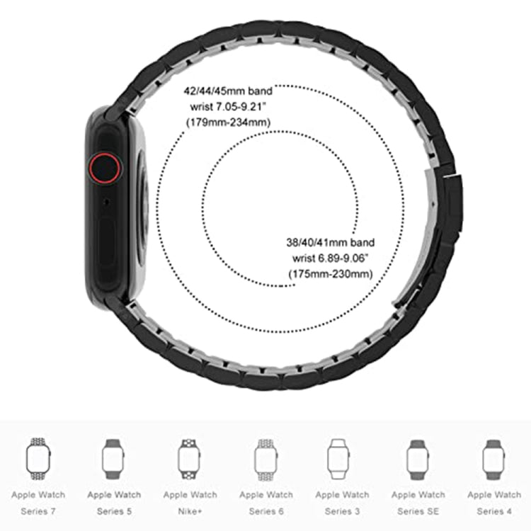 Bracelet de montre en acier inoxydable à 5 perles pour la série Apple Watch, 7 45mm / 6&SE&5&4 44mm / 3&2&1 42mm, 7 41mm / 6&SE&5&4 40mm / 3&2&1 38mm
