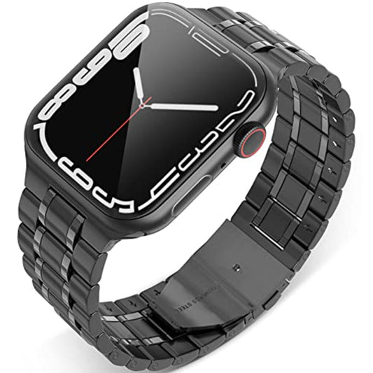 Bracelet de montre en acier inoxydable à 5 perles pour la série Apple Watch, 7 45mm / 6&SE&5&4 44mm / 3&2&1 42mm, 7 41mm / 6&SE&5&4 40mm / 3&2&1 38mm