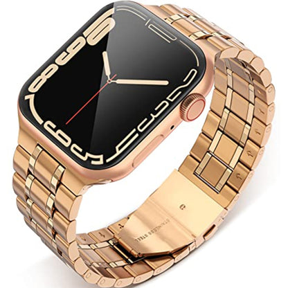 Bracelet de montre en acier inoxydable à 5 perles pour la série Apple Watch, 7 45mm / 6&SE&5&4 44mm / 3&2&1 42mm, 7 41mm / 6&SE&5&4 40mm / 3&2&1 38mm
