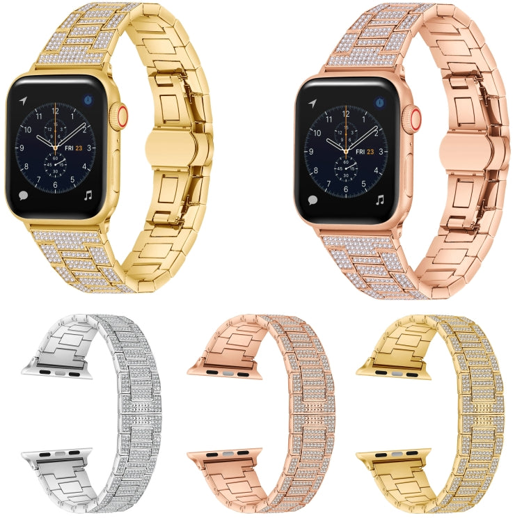 Bracelet de montre en métal diamant pour la série Apple Watch, 7 45mm / 6&SE&5&4 44mm / 3&2&1 42mm, 7 41mm / 6&SE&5&4 40mm / 3&2&1 38mm