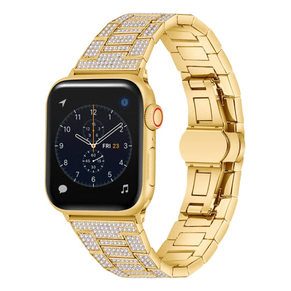 Bracelet de montre en métal diamant pour la série Apple Watch, 7 45mm / 6&SE&5&4 44mm / 3&2&1 42mm, 7 41mm / 6&SE&5&4 40mm / 3&2&1 38mm
