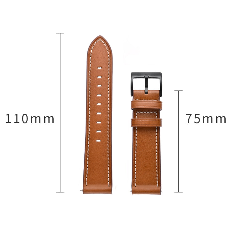 Bracelet de montre en fil à coudre en cuir première couche 20 mm / 22 mm, For Huawei Watch GT3 Pro 43mm / 46mm