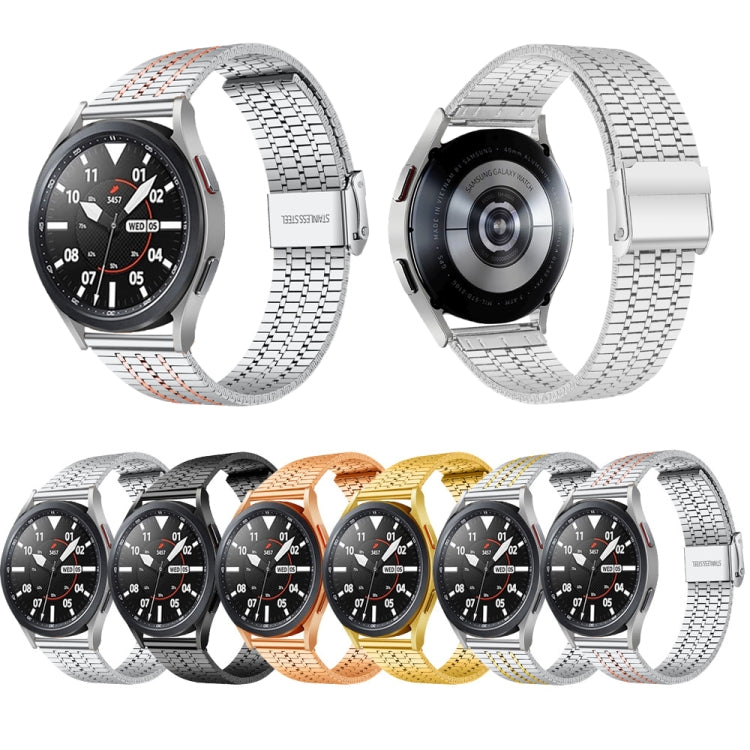 20mmPour Samsung Smart Watch Bracelet de montre universel en acier inoxydable à sept perles, 20mm