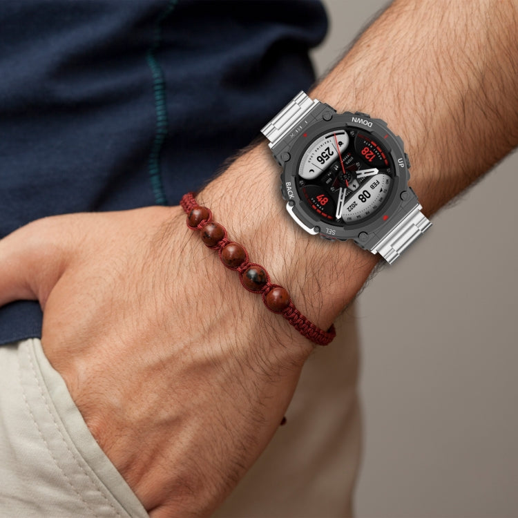 Pour Huami Amazfit T-Rex 2 Bracelet de montre en acier à trois souches