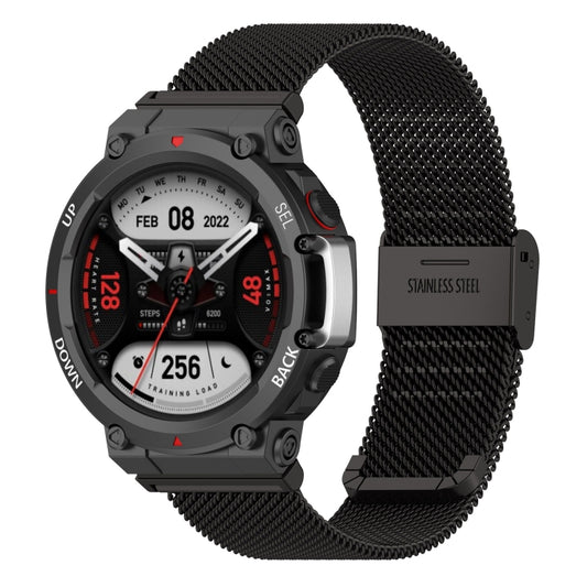Pour Huami Amazfit T-Rex 2 Bracelet de montre en acier inoxydable à encliquetage