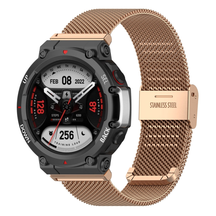 Pour Huami Amazfit T-Rex 2 Bracelet de montre en acier inoxydable à encliquetage