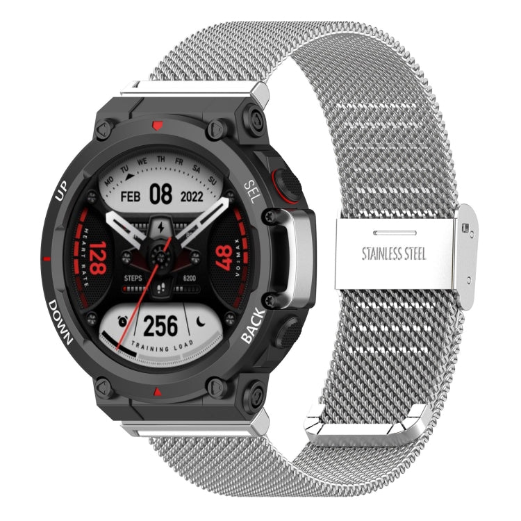 Pour Huami Amazfit T-Rex 2 Bracelet de montre en acier inoxydable à encliquetage