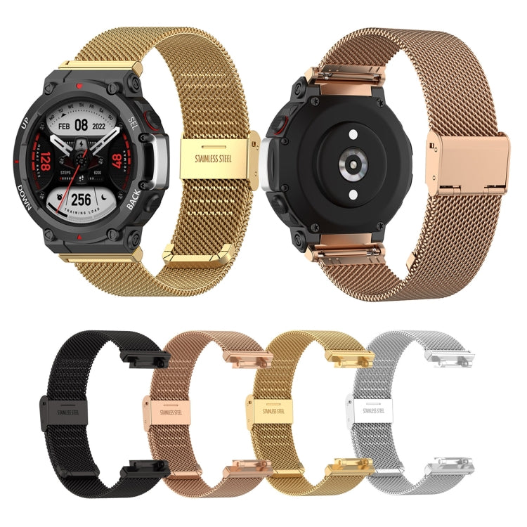 Pour Huami Amazfit T-Rex 2 Bracelet de montre en acier inoxydable à encliquetage