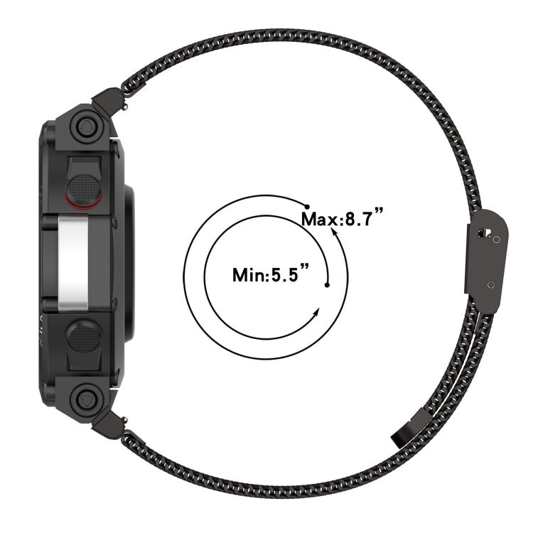 Pour Huami Amazfit T-Rex 2 Bracelet de montre en acier inoxydable à encliquetage